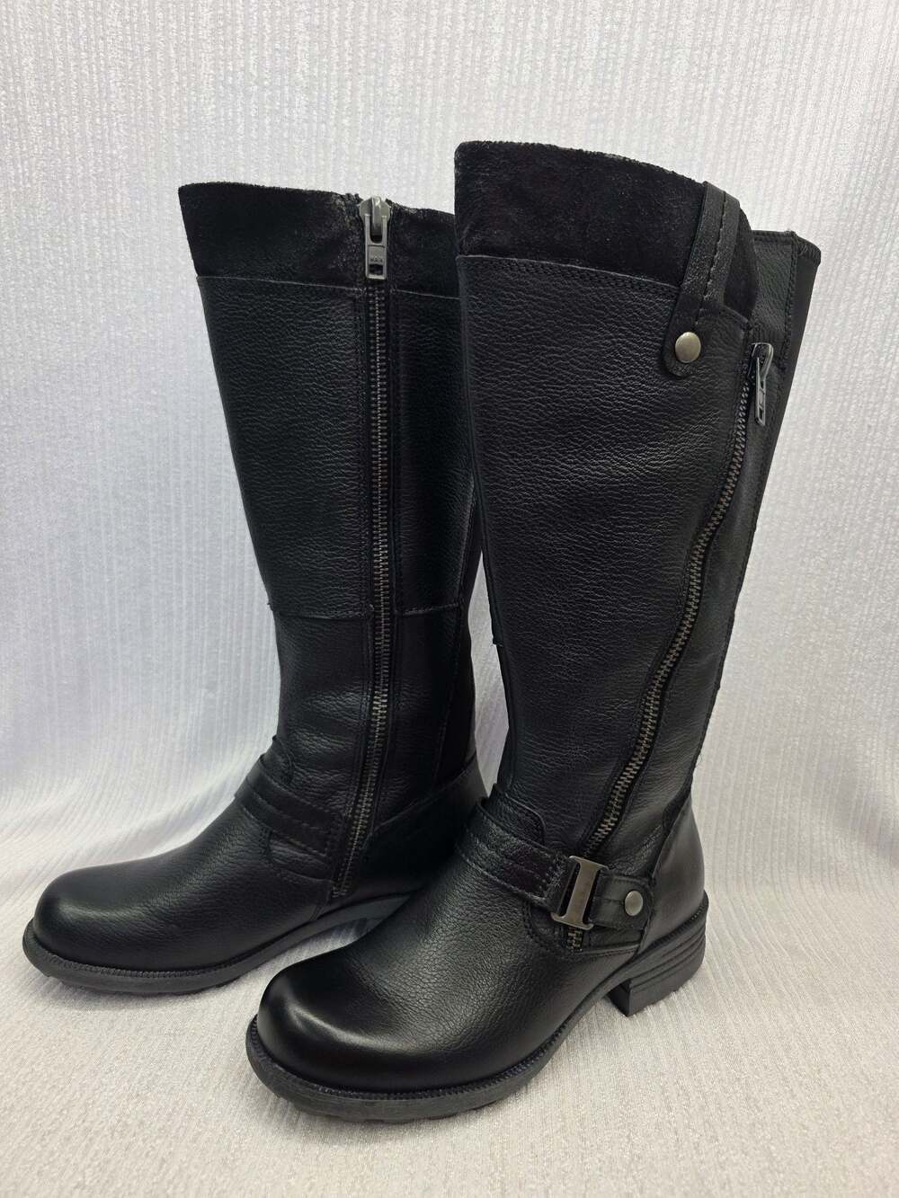 Earth Origins Portia Black Leather Wide Shaft Knee High Boots